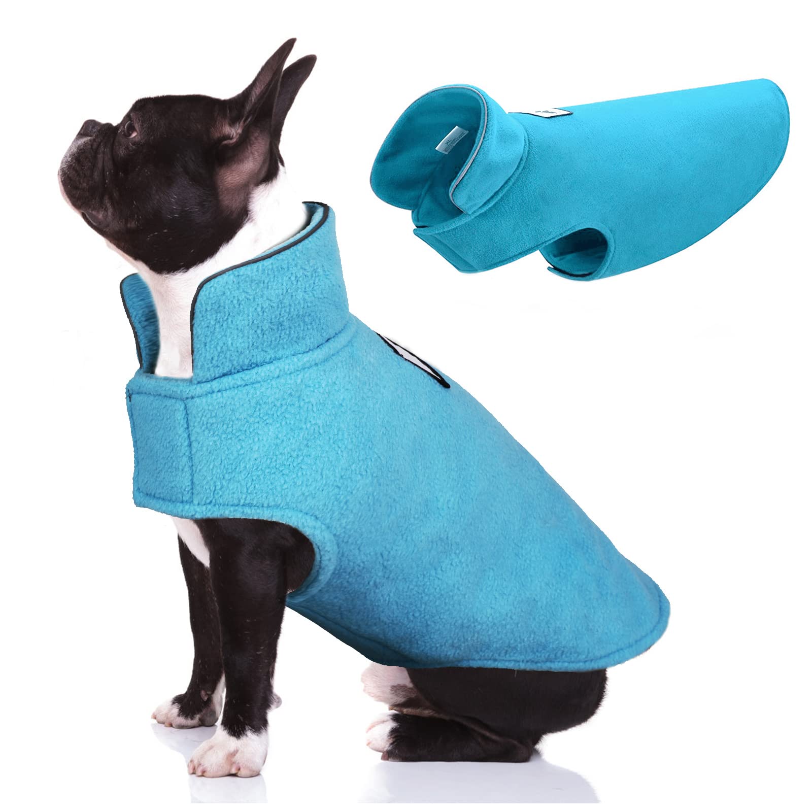 DENTRUN Windproof Winter Warm Fleece Small Dog Coat Reversible Puppy Jacket Reflective Soft Pet Vest, Cold Weather Dog Sweater A