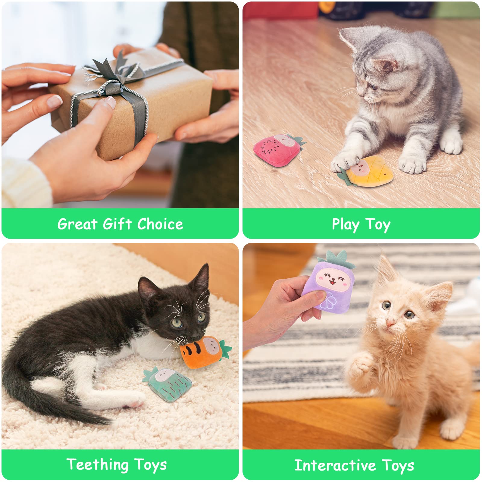 Etekyer Catnip Toys, Catnip Toys For Cats, Cat Toys With Catnip, Cat Toys For Indoor Cats Kittens, Cat Chew Toy, Cat Pillow Toys For Teeth Cleaning Playing, 6 Pack