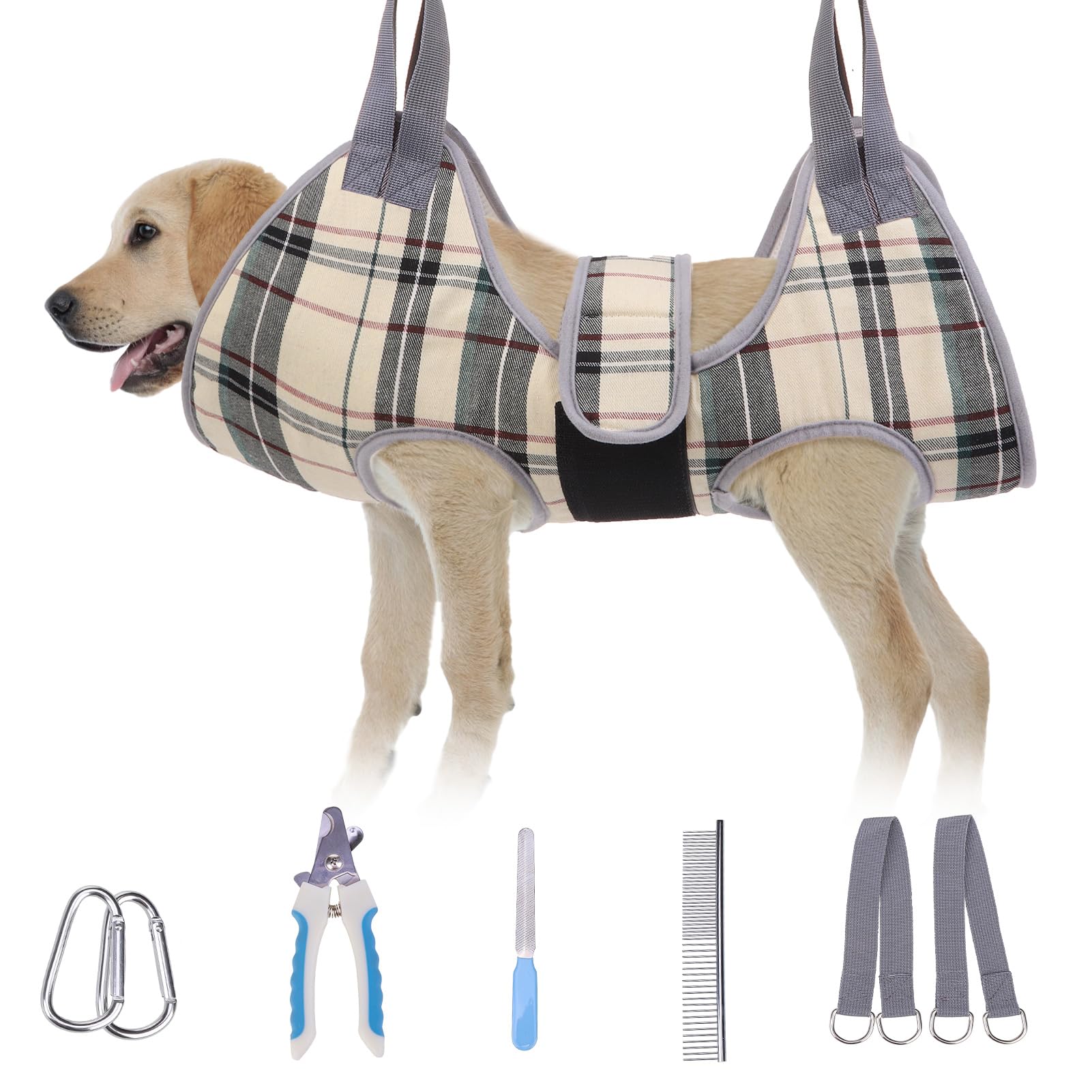 BEAUTYZOO Dog Grooming Hammock for Medium/Large Dogs- Dog Sling for Nail Trimming/Clipping- Dog Grooming Harness with Thick Fabr