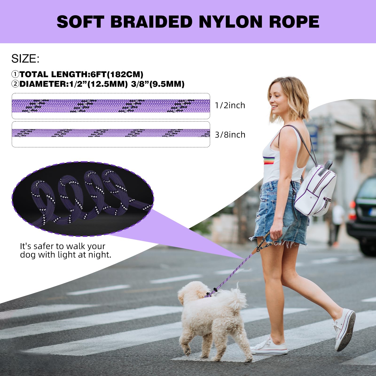 Lynxking Slip Lead Dog Leash Reflective, Heavy Duty Comfortable Strong Rope For Large Medium Small Dogs No Pull Pet Training (Li