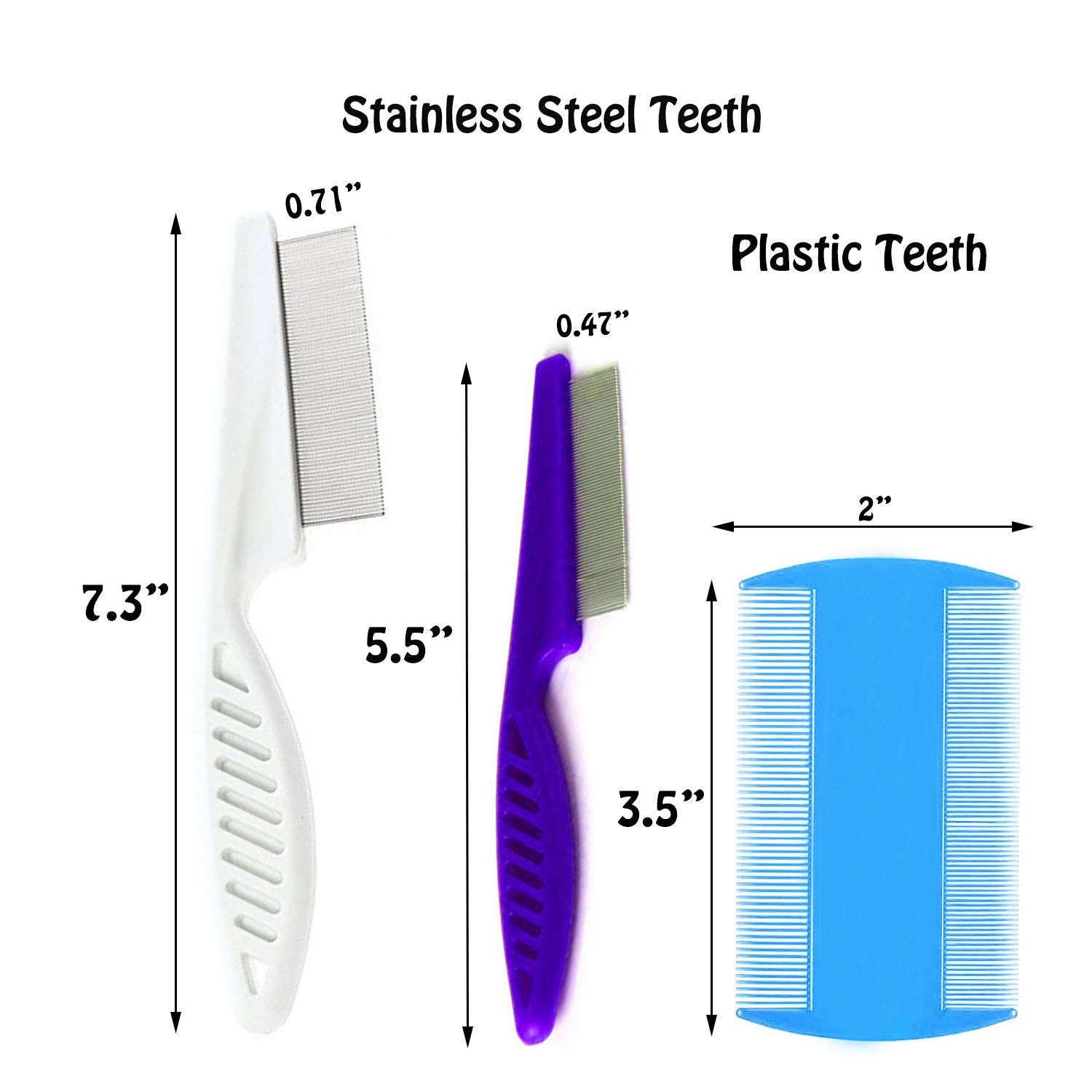 Tunan Set Of 10 Pet Dog Grooming Lice Comb, Metal Head Comb For Long Hair, Dog Tear Stain Remover Combs, Hair Combs Remover For