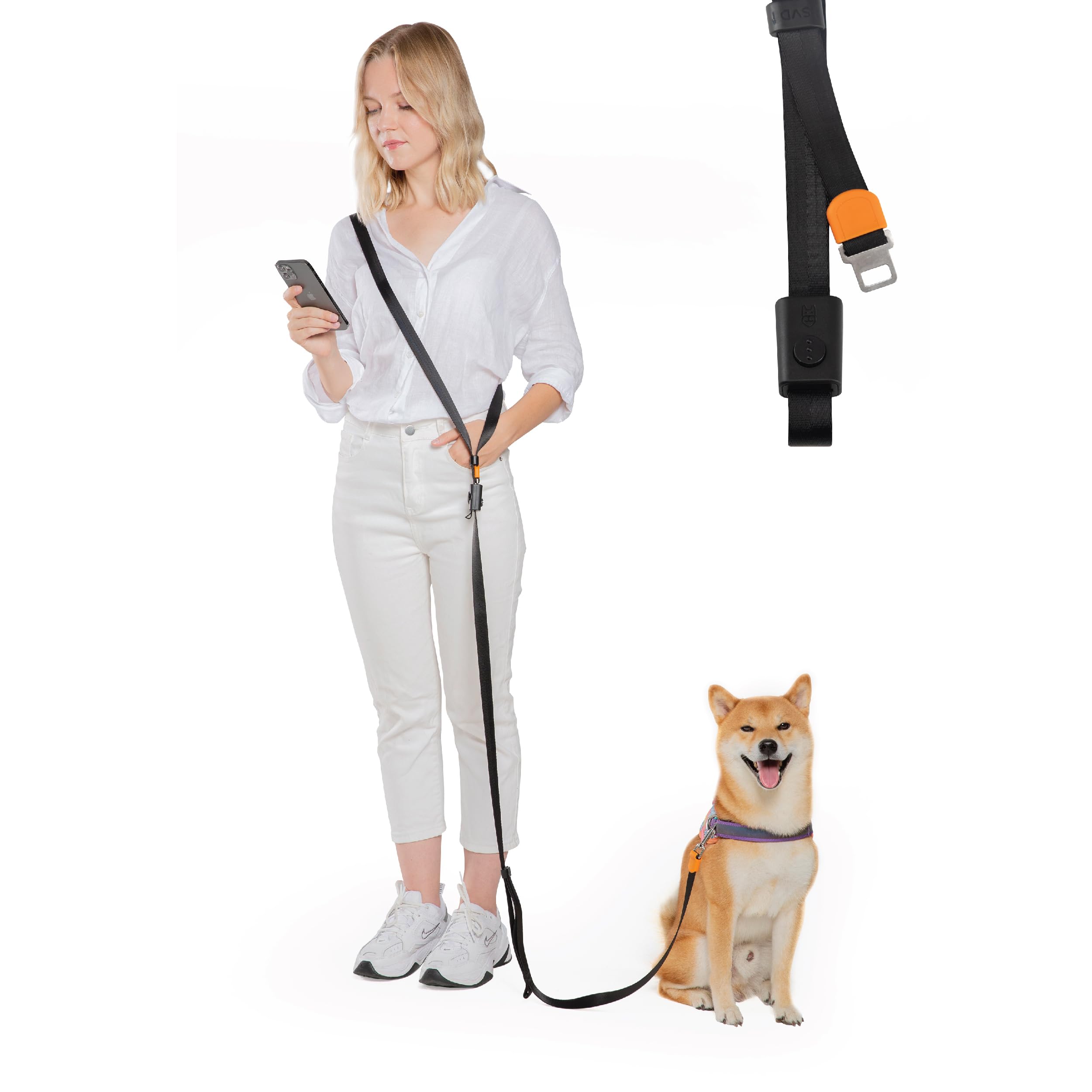 Svd.Pet 4-In-1 Hands Free Dog Leash, Versatile Crossbody Dog Leash With Easy Release Buckle, Adjustable Waist Fit For Walking, J