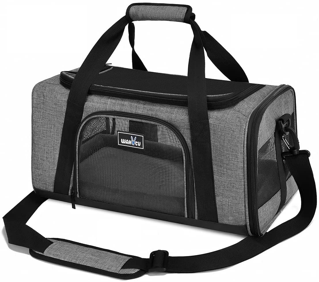 Wakytu Tsa Approved Pet Carrier For Small Cats Dogs, Travel Bag With Adequate Ventilation, 5 Mesh Windows, 3 Entrance, Locking Safety Zippers, Padded Shoulder And Carrying Strap, Small