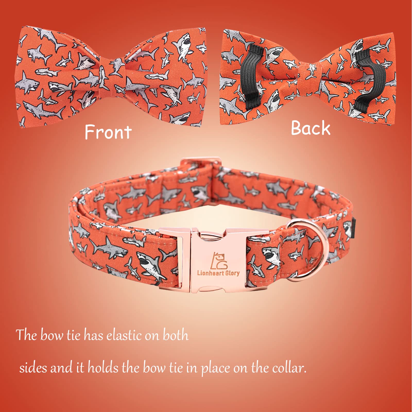 Lionheart Glory Shark Print Bow Tie Collar For Medium Dogs