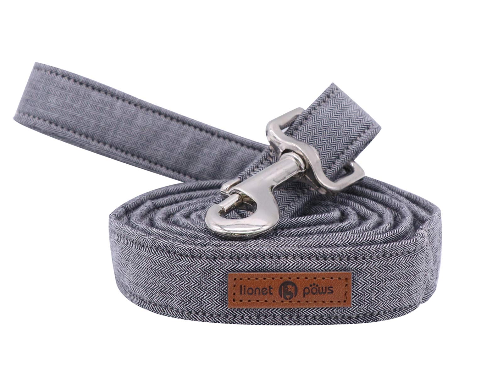 Lionet Paws Cotton Handmade Dog Leash Grey Lines Unique For Small Medium Large Dogs