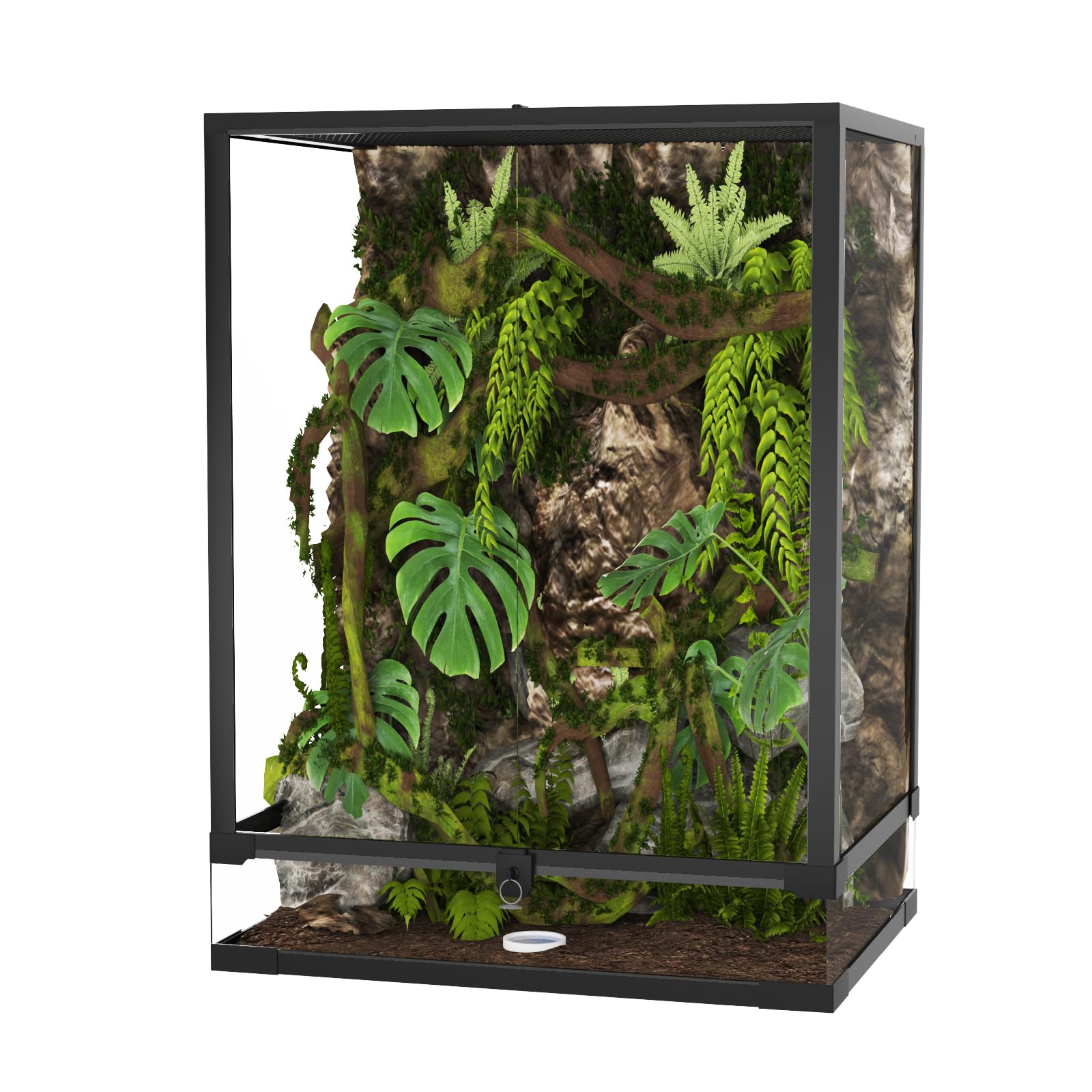 GarveeHome 67 Gallon Reptile Tall Glass Terrarium, 36 x 18 x 24, Toughened Glass Reptile Tank, Double Hinge Door & Anti Escape f