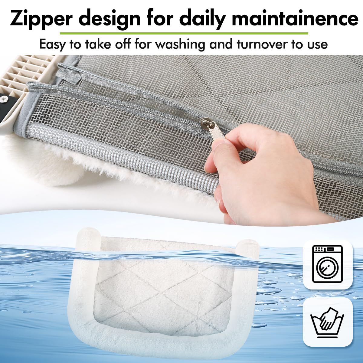 Zoratoo Cat Window Sill Perch With Large Bolster, Easy To Adjust & Assemble Cat Window Seat For Windowsill & Bedside, Pet Hammoc