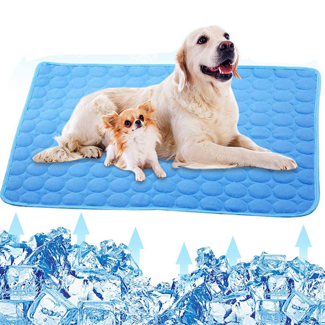 Xinchangshangmao Dog Cooling Mat, Pet Dog Self Cooling Pad, Ice Silk Washable Summer Cool Mat For Cats, Kennels, Crates And Beds (Xx-Large 59''×40'', Blue)