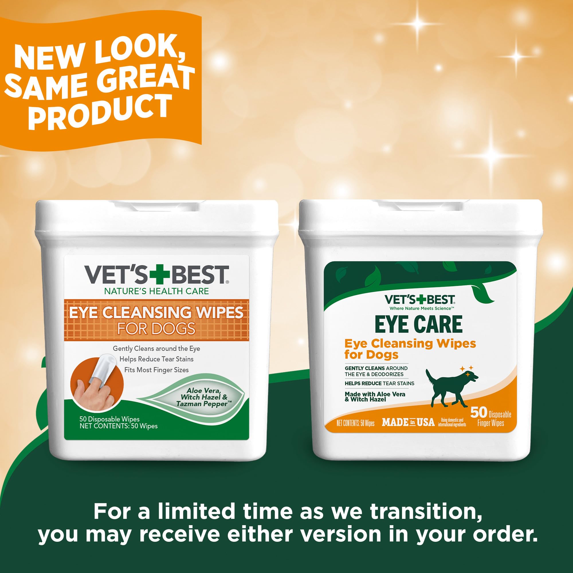 Vets Best Eye Cleansing Wipes for Dogs - Tear Stain Remover for Dogs - Easy to Use and Paraben Free - Aloe Vera & Witch Hazel -