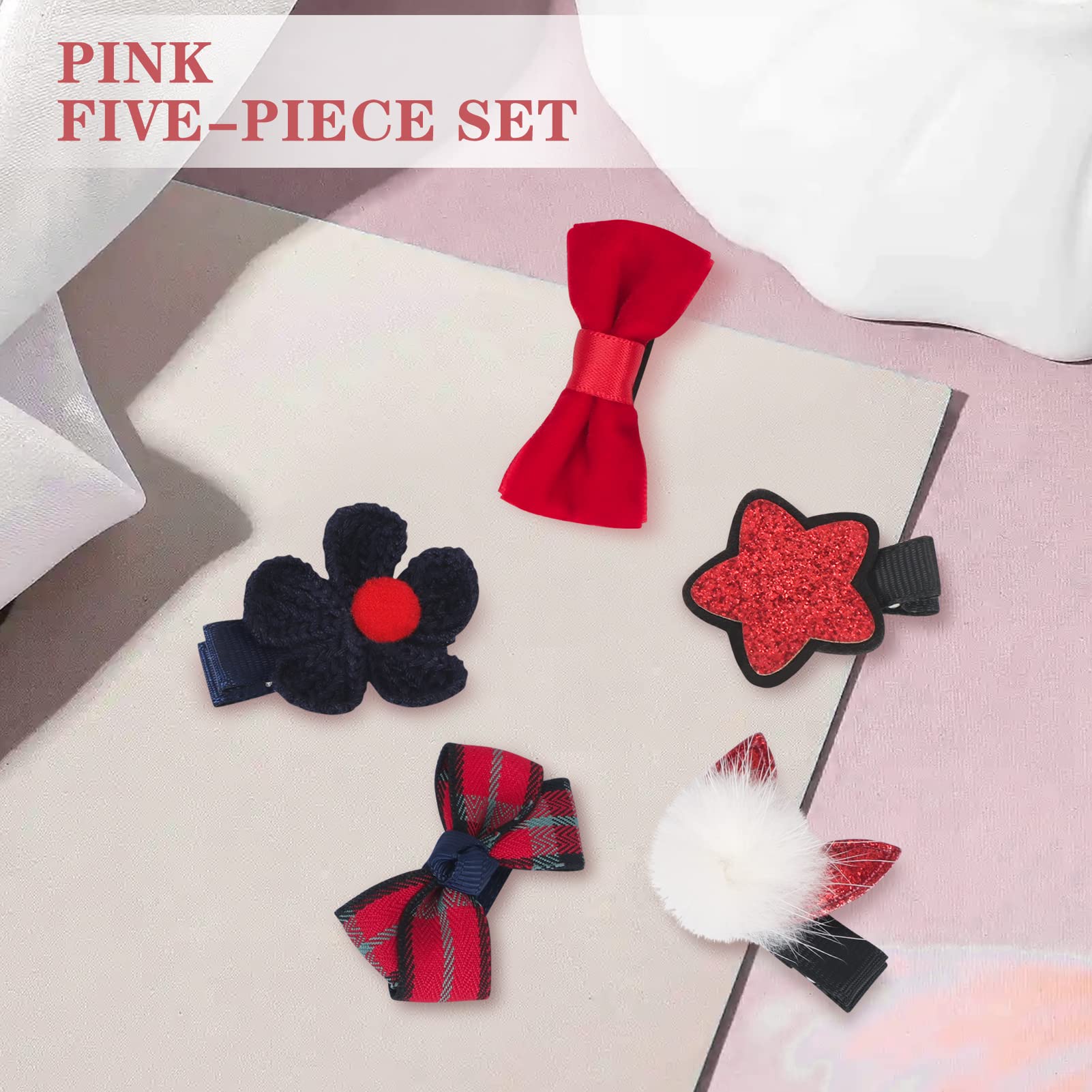 Www Small Dog Hair Accessories - 5 Pcs Cute Red Bow Flower Crown Hairpins, Barrettes For Girls, Puppies, And Cats - Party And Bi