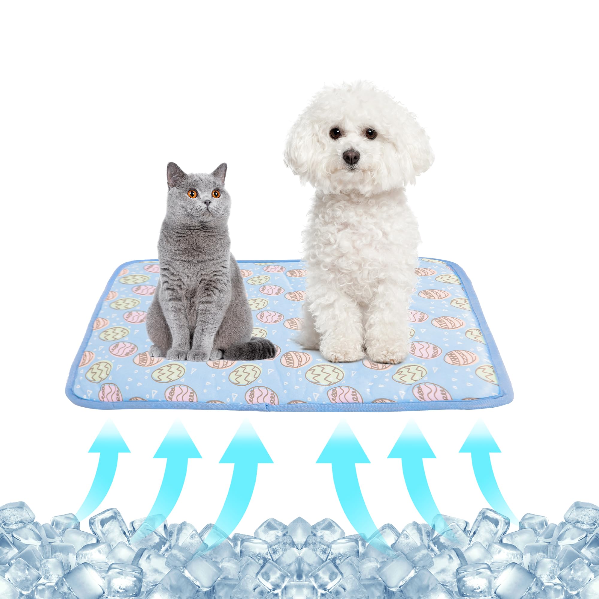 Nacoco Pet Cooling Mat Cat Dog Cushion Pad Summer Cool Down Comfortable Soft For Pets And Adults (L, Blue)