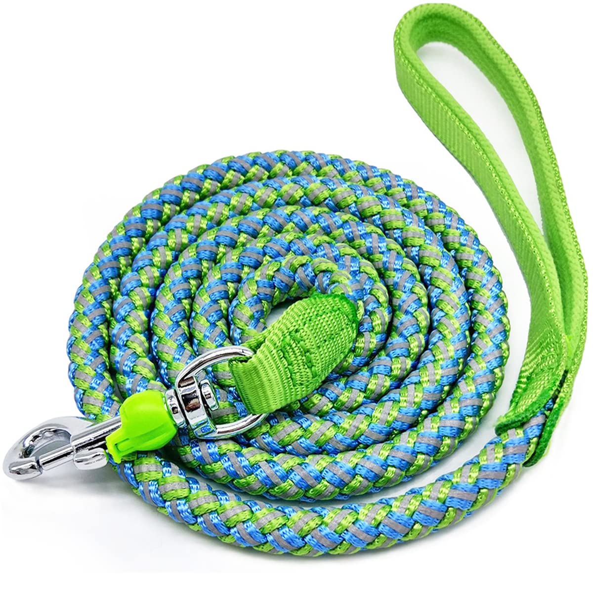 Mycicy 3/4/6/10 Ft Reflective Dog Leash, Nylon Rope Braided Heavy Duty Dog Training Leash For Large Medium Small Dogs Walking Lead (Green 6Ft)