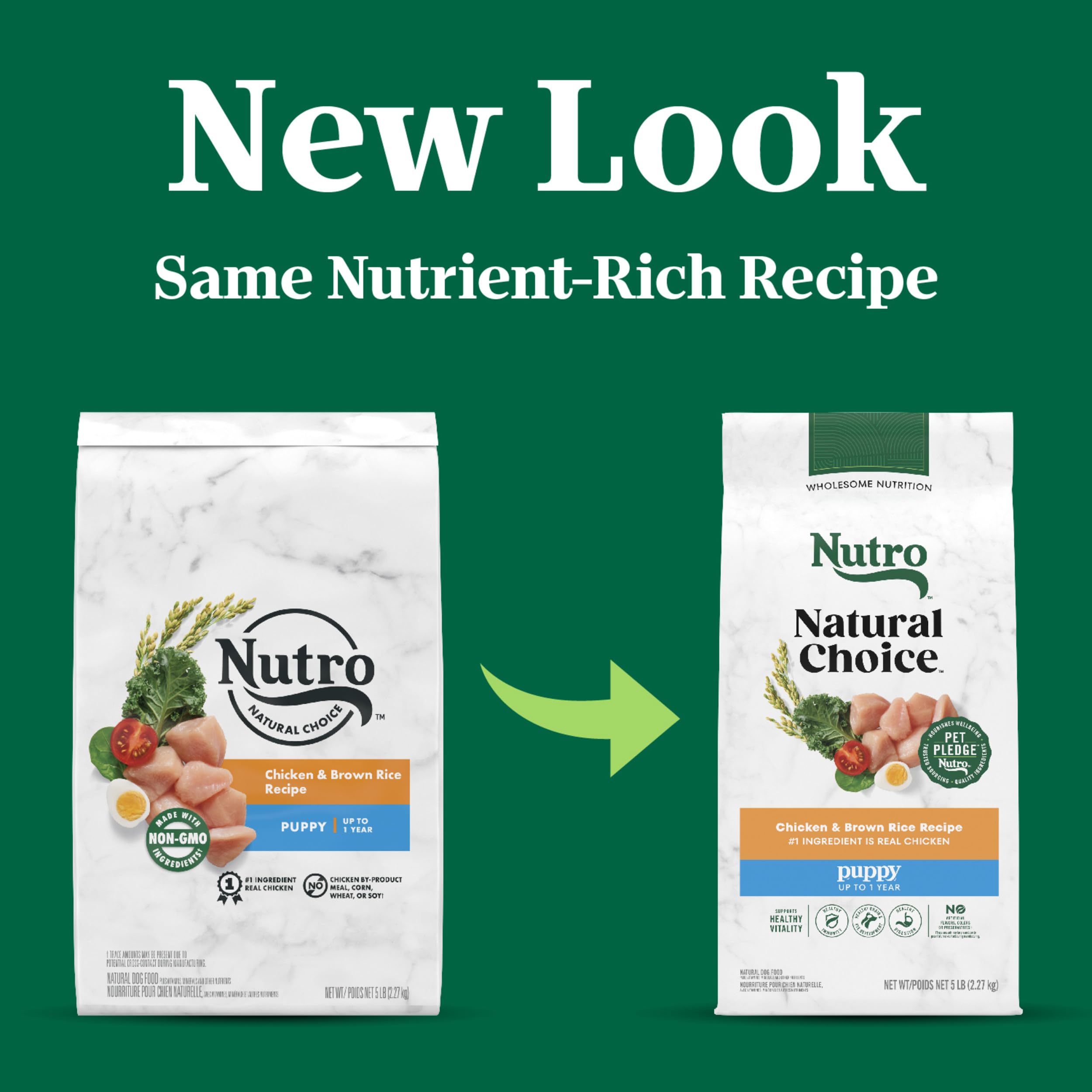 NUTRO NATURAL CHOICE Puppy Dry Dog Food, Chicken & Brown Rice Recipe Dog Kibble, 5 lb. Bag