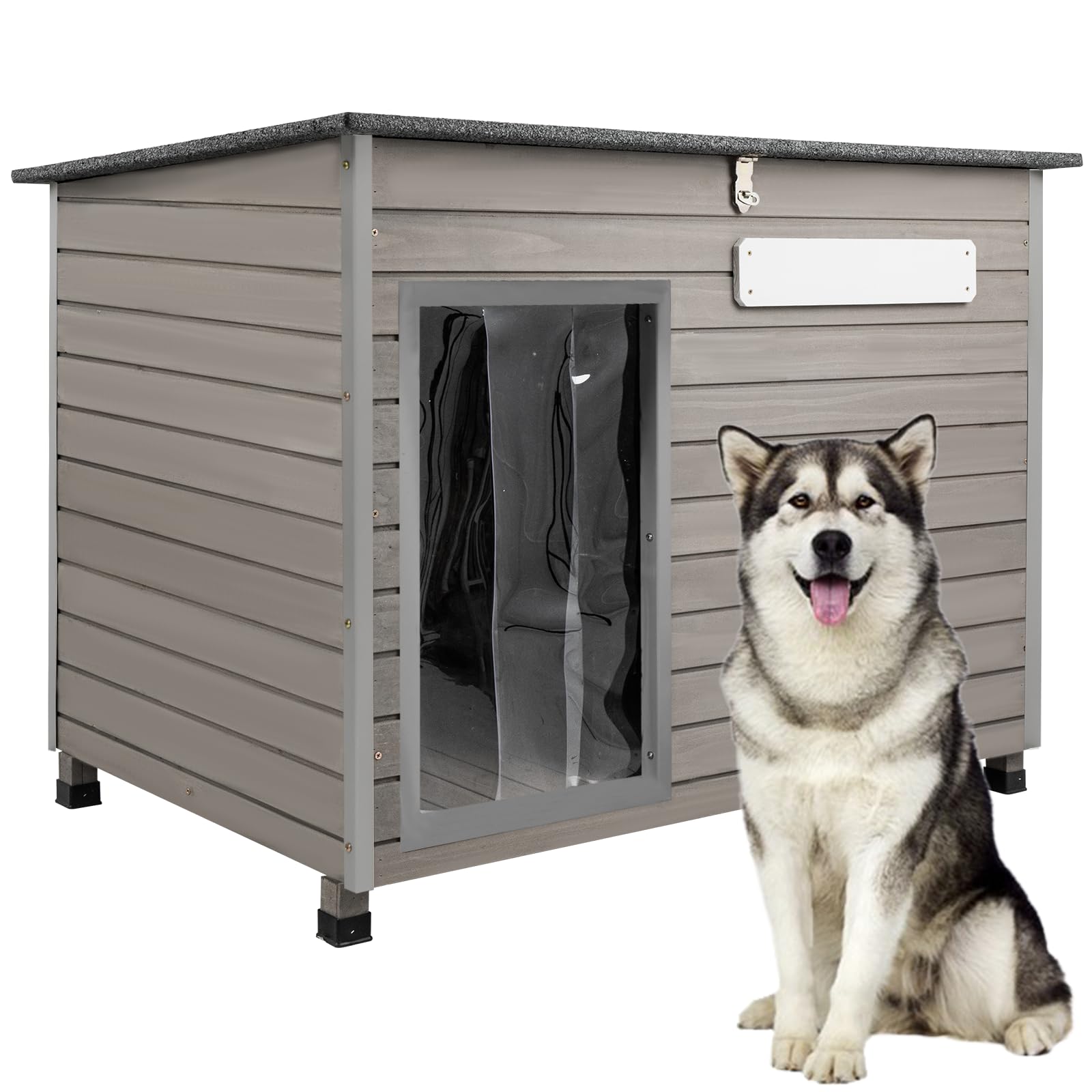 Ketive 43 L Large Dog House Outdoor Weatherproof Wooden Igloo Dog House With Chew-Proof Iron Frame For Small To Large Dogs,Wat