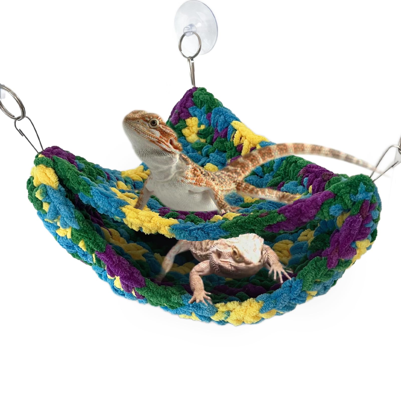 Cdycam Reptile Hammock, Soft Double-Layered Bearded Dragon Hammock Swing Hanging Bed With Strong Suction Cups & Metal Hooks, Lar