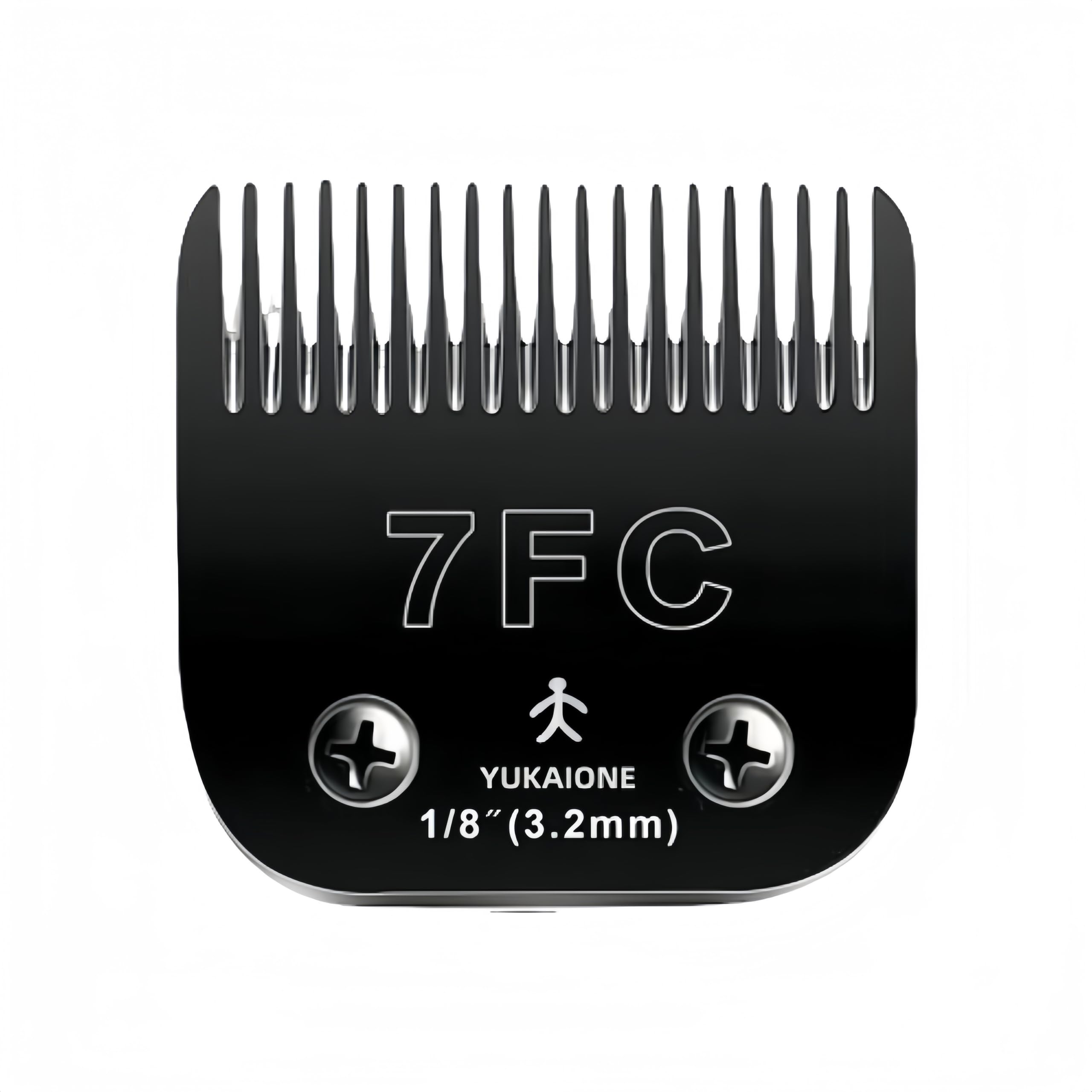 Yukaione 7F Dog Clipper Blade: Titanium Coated Sk2 Steel, Universal Fit For Andis, Oster A5, Wahl Km - 1/8'' Cut For Dogs & Cats