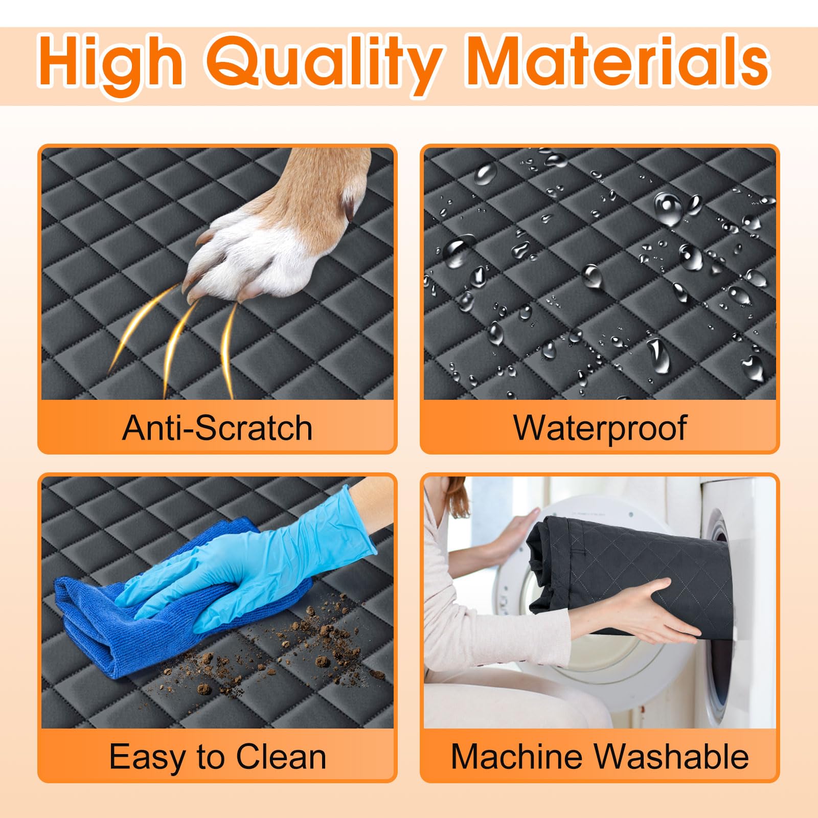 Neckory Dog Car Seat Cover, Durable Waterproof Scratch Proof Nonslip Dog Hammock, Back Seat Covers With Pocket For Cars Suvs And