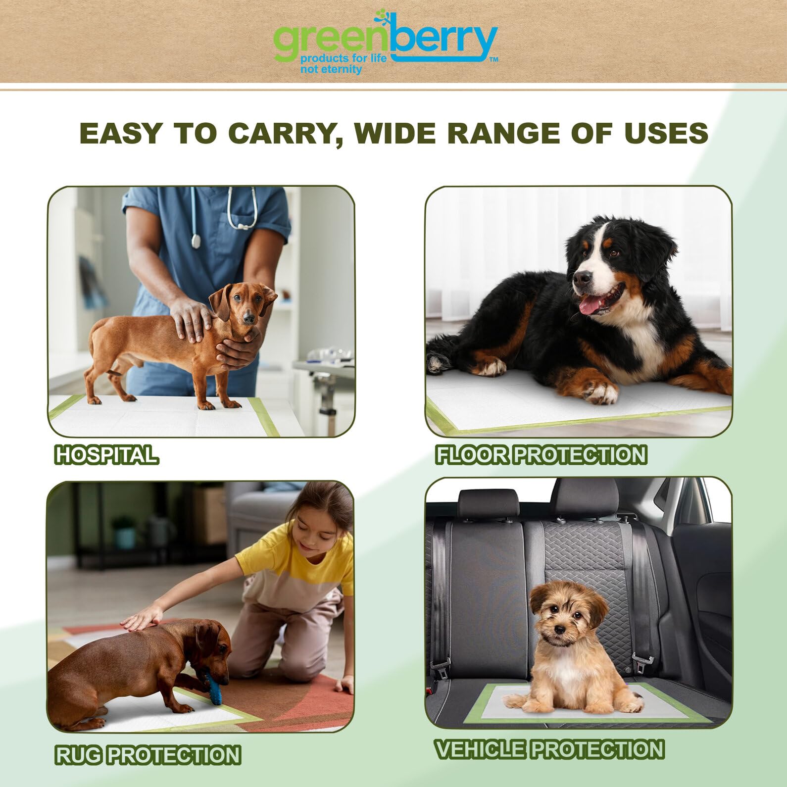 Greenbone Training Pads - Leak Proof - Lemongrass Scent - 100 Count