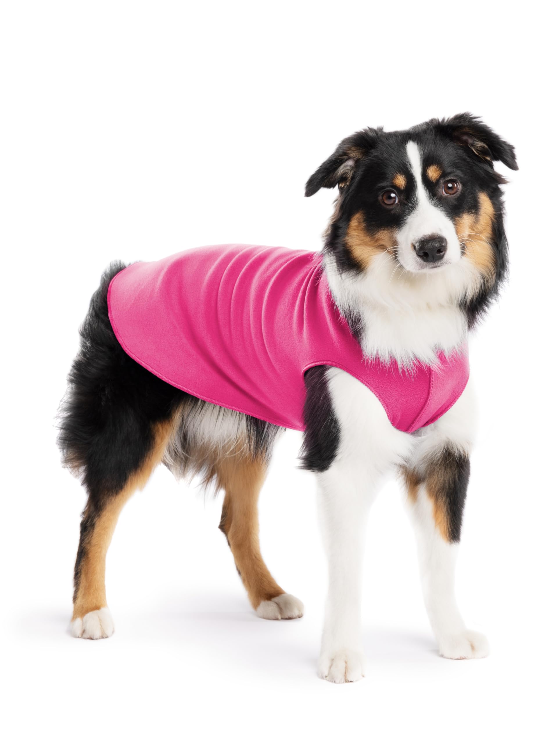 Gold Paw Stretch Fleece Dog Coat, Stretchy Pet Sweater, Machine Washable Pullover For Winter And Fall, Fuchsia, 14