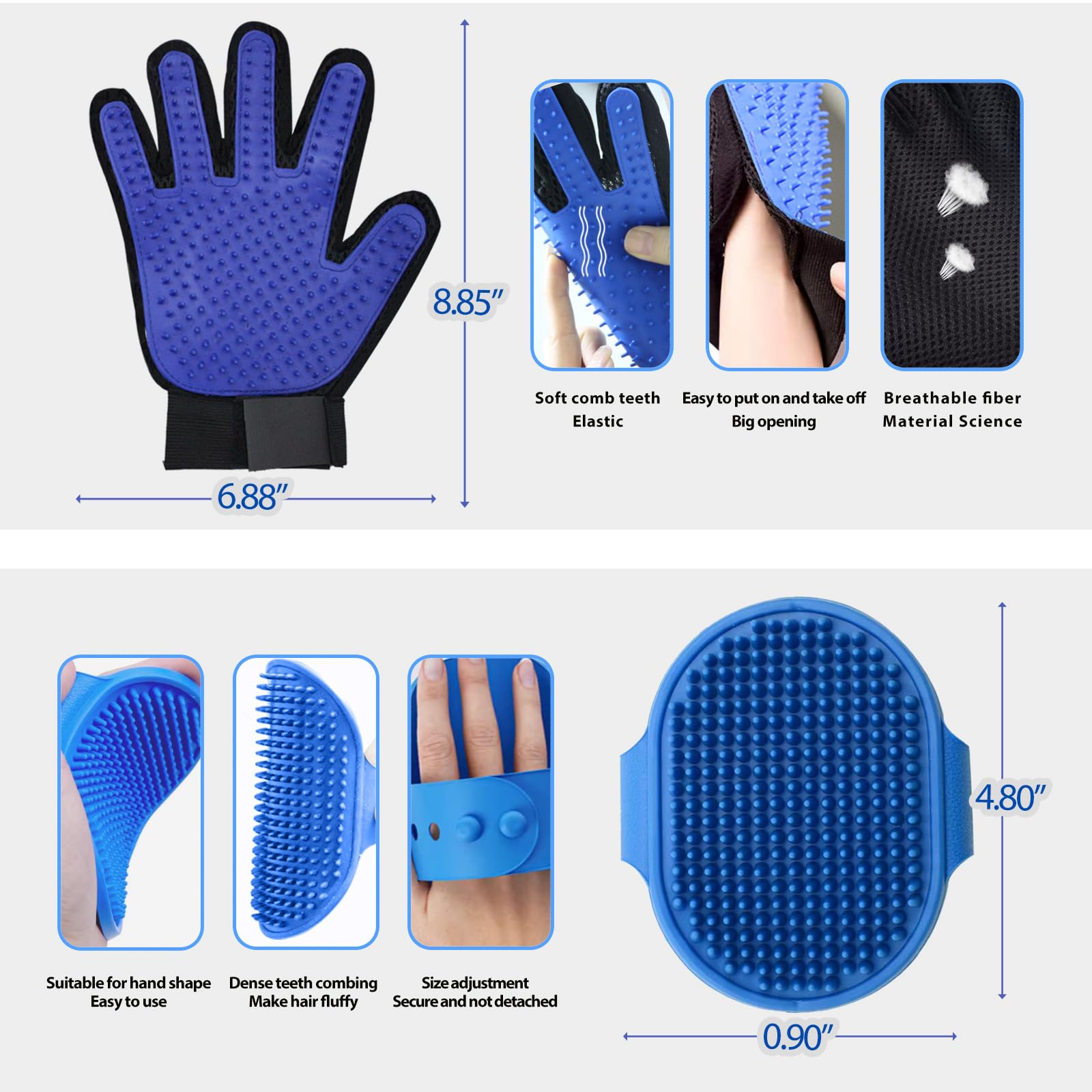 Nvnan Cat & Dog Grooming Gloves - Deshedding Brush For Shedding, Gentle Pet Hair Remover & Massage Gloves For Cats, Dogs, All Fu