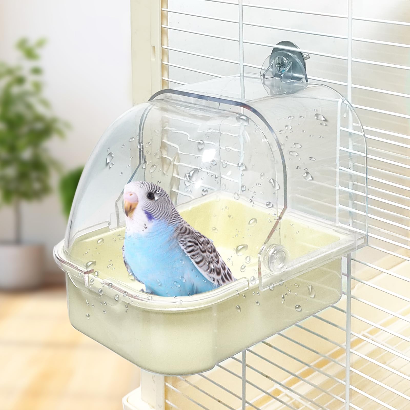 WQY GroceryShop Bird Bath for Cage, Cleaning Pet Supplies Cockatiel Bird Bathtub with Hanging Hooks for Little Bird Parrots Spac