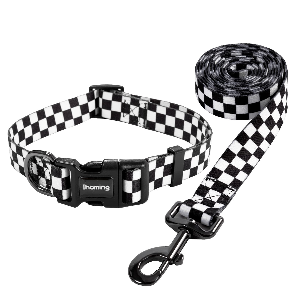 Ihoming Puppy Collar And Leash Set For Daily Outdoor Walking Running Training, Chess Board Design For Extra Small Boys Girls Dogs Cats Pets, Xs-Up To 10Lbs