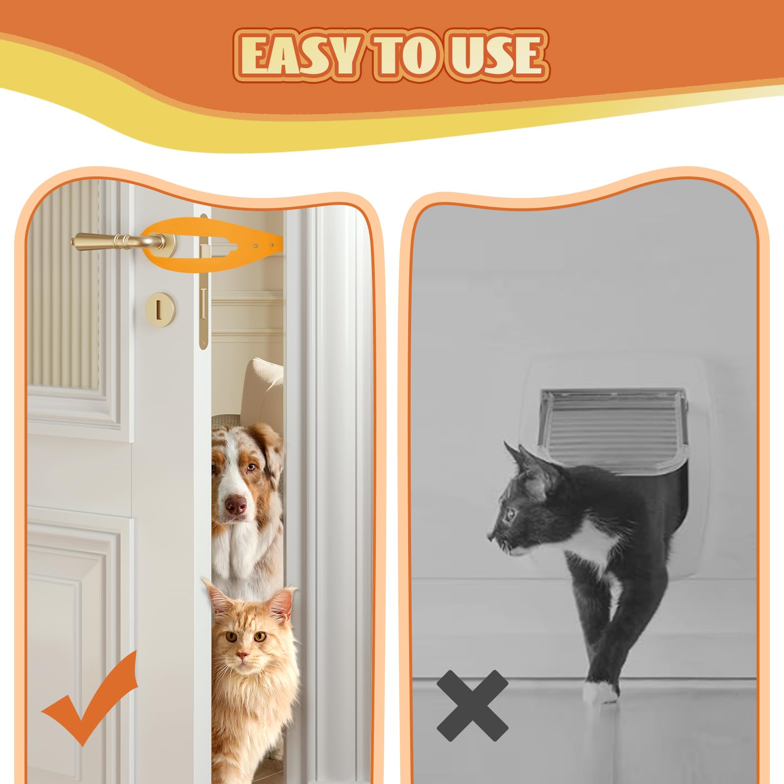 TGIOW Cat Door Latch, 1 Pcs Cat Door Stopper Pet Door Latch to Keep Dog Out of Litter Box and Food, Door Prop for Cat with 5 Adj