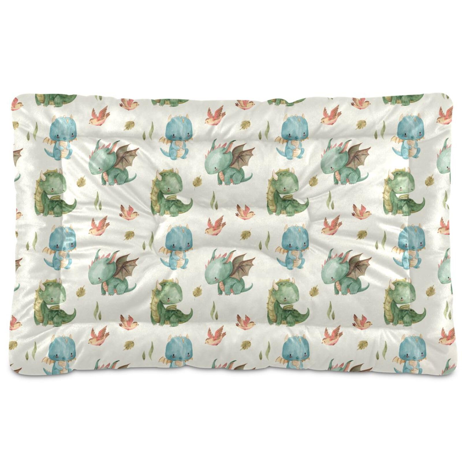 Coikll Watercolor Dragon Pet Bed Pad Soft Dog Bed Mat With Anti-Slip Bottom, Machine Washable Crate Pad Mattress For Dog Sleepin