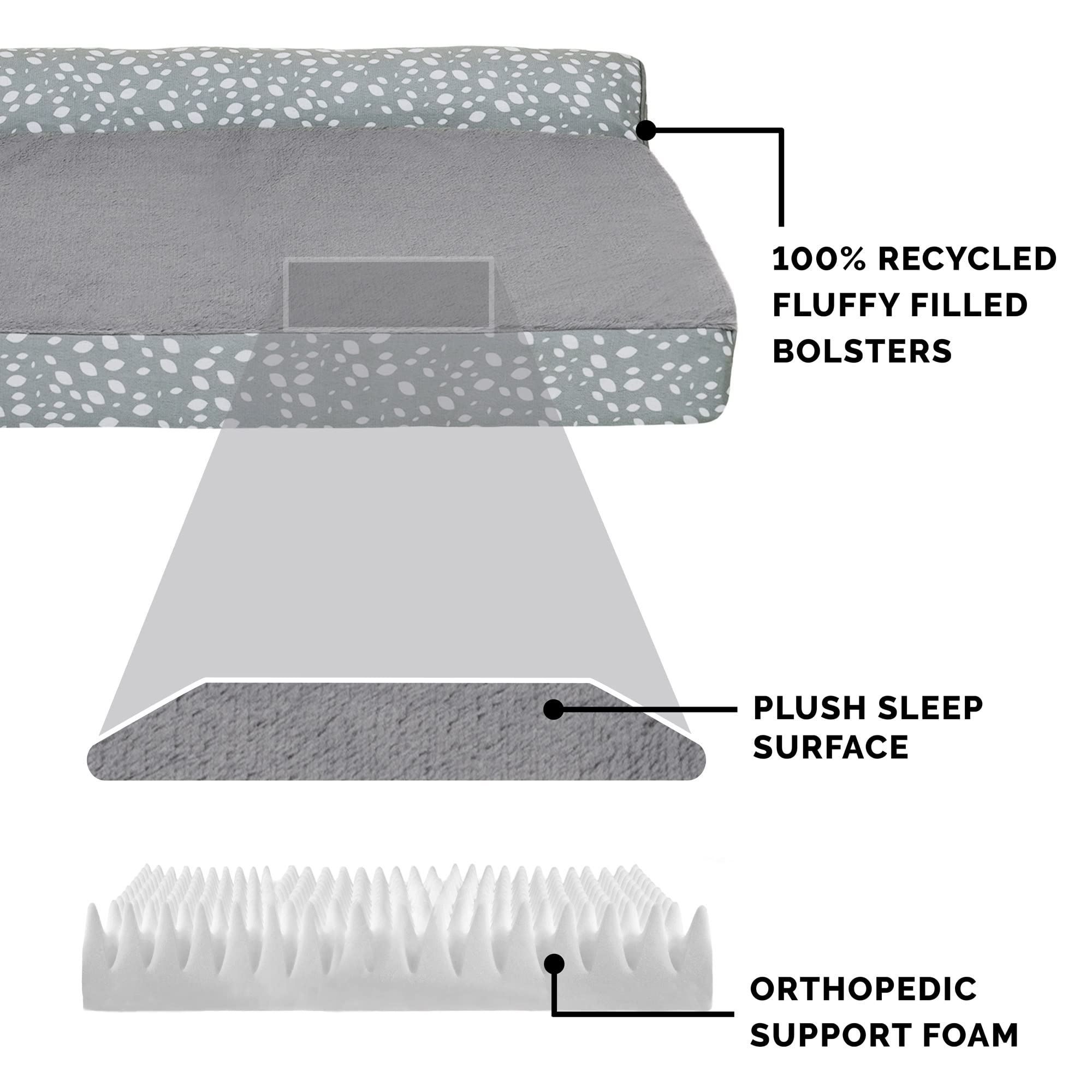 Furhaven Orthopedic Dog Bed For Large/Medium Dogs W/ Removable Bolsters & Washable Cover, For Dogs Up To 55 Lbs - Plush & Almond