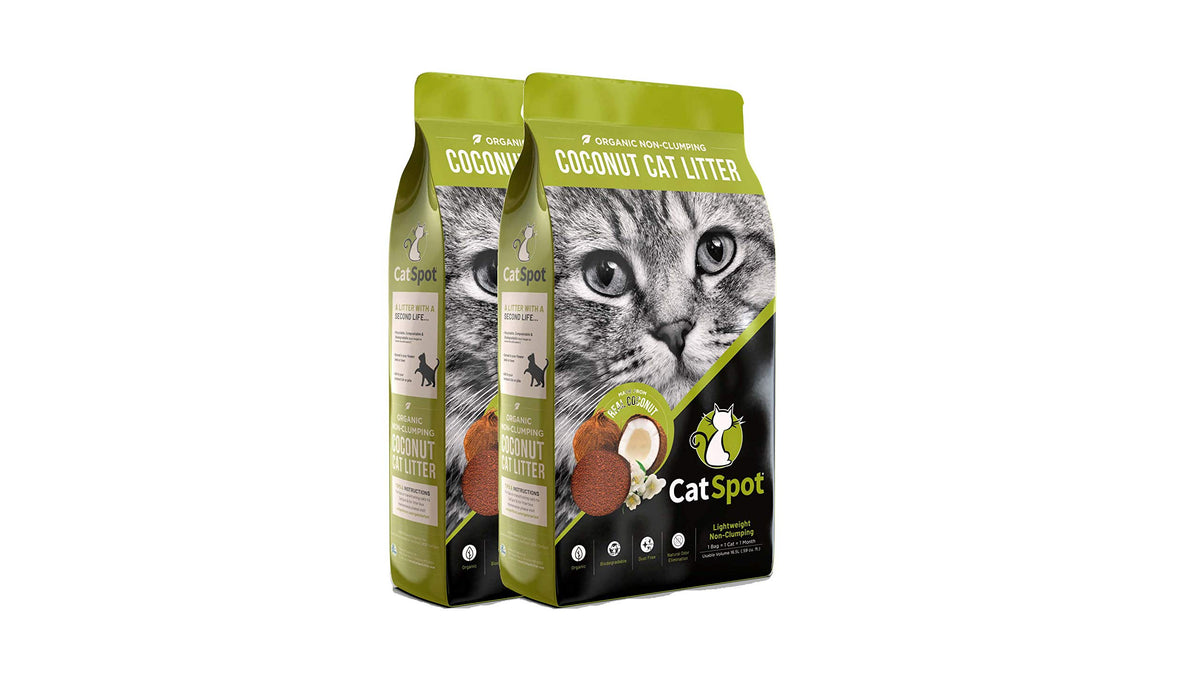 Catspot Non-Clumping Litter: Coconut Cat Litter, All-Natural, 100% Organic, Biodegradable, Lightweight & Dust-Free (Non-Clumping, 2 Bags)