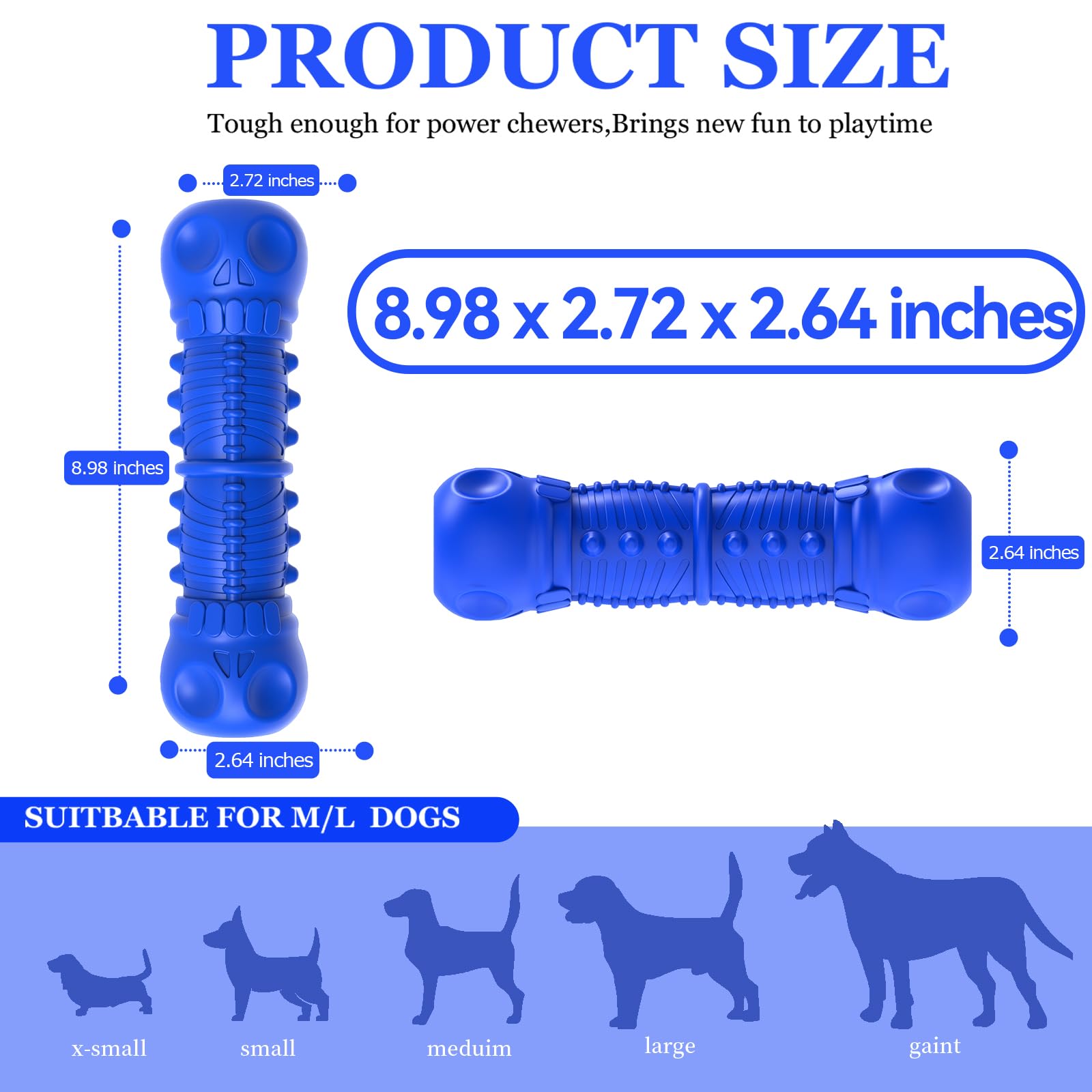 Zikaton Dog Squeaky Toys For Aggressive Chewers, Durable Dog Chew Toys For Large Medium Breed Dog, Dog Toys, Tough Durable Dogs Toys With Natural Rubber (Bule D, For Larege Dogs)