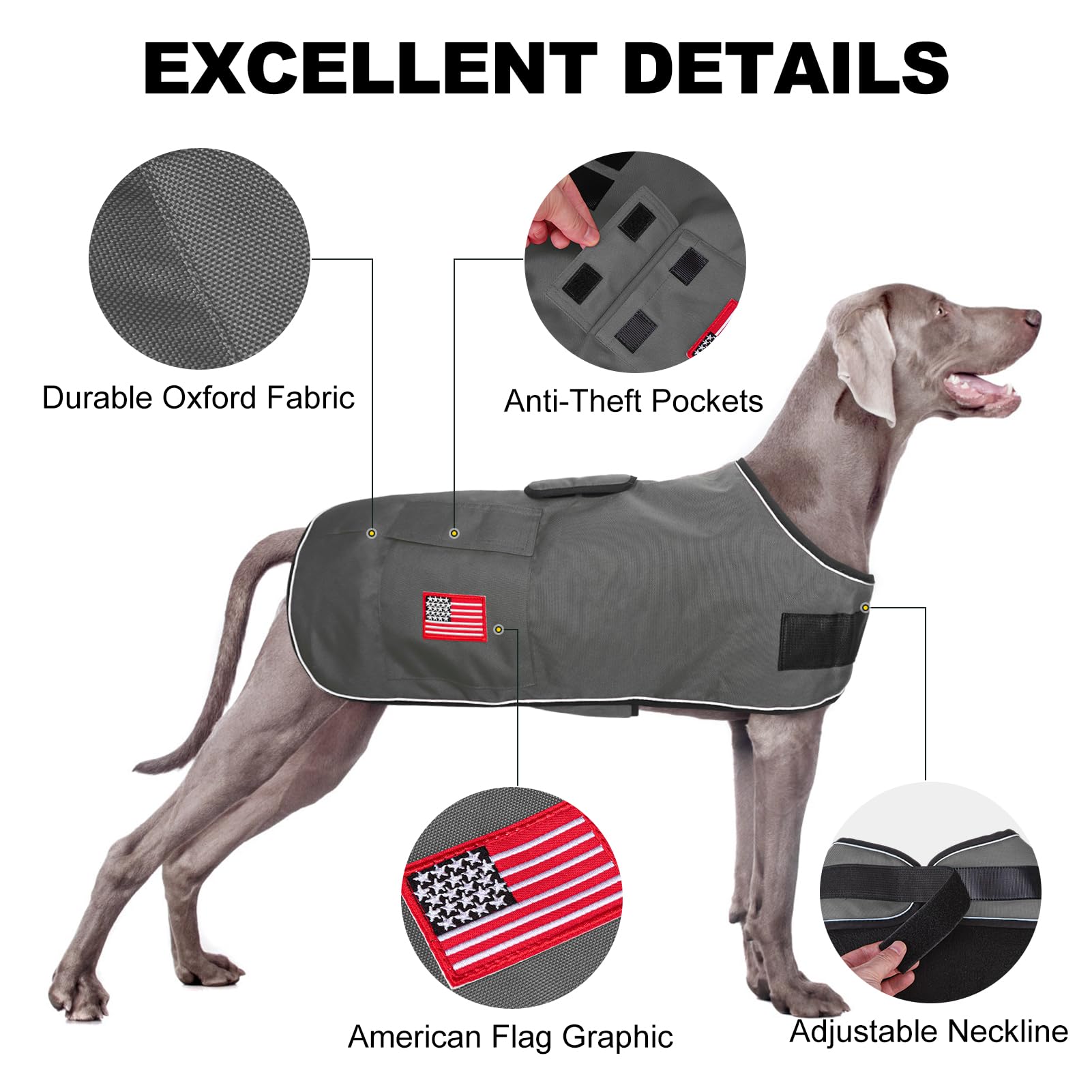 BEAUTYZOO Reflective Dog Winter Coat for Small Medium Large Great Dane Dogs,Winter Dog Jacket with Fleece Lining Dog Cold Weathe