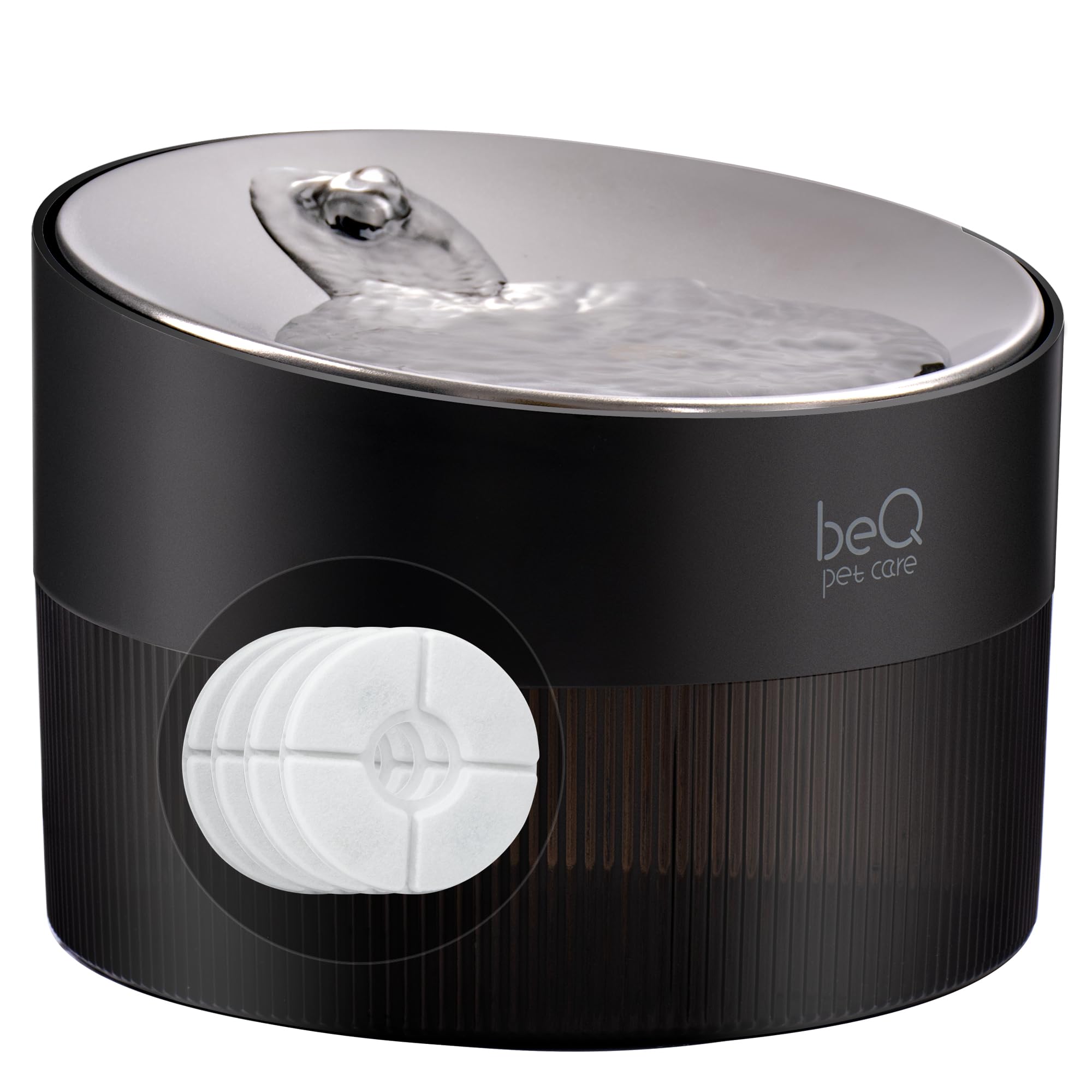 Beq Cat Water Fountain, 84Oz/2.5L Stainless Steel Automatic Pet Fountain Water Dispenser With 4Pcs Replacement Filters For Cats,