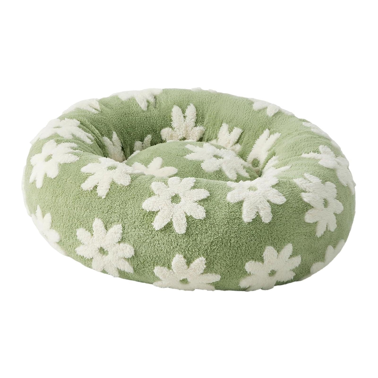 MYADDICTION Round Cat Dog Bed Removable Cover Soft Dog Nesting Bed for Cat Small Animals Green Large