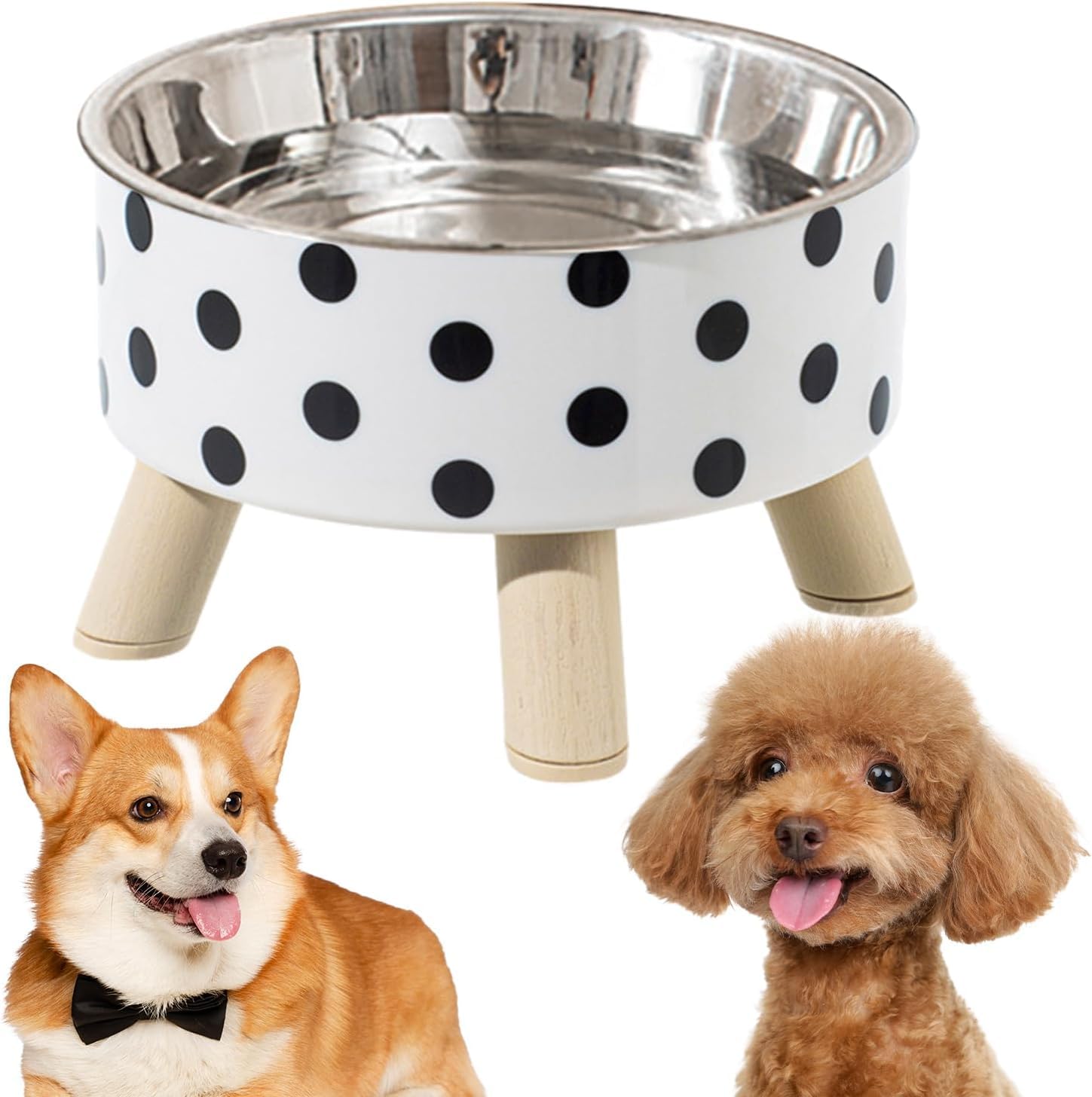 Jumix Stainless Steel Double Pet Bowls For Dogs And Cats  NonSkid Base  Dog Deep Water Drinking BasinPerfect For Food And Wa