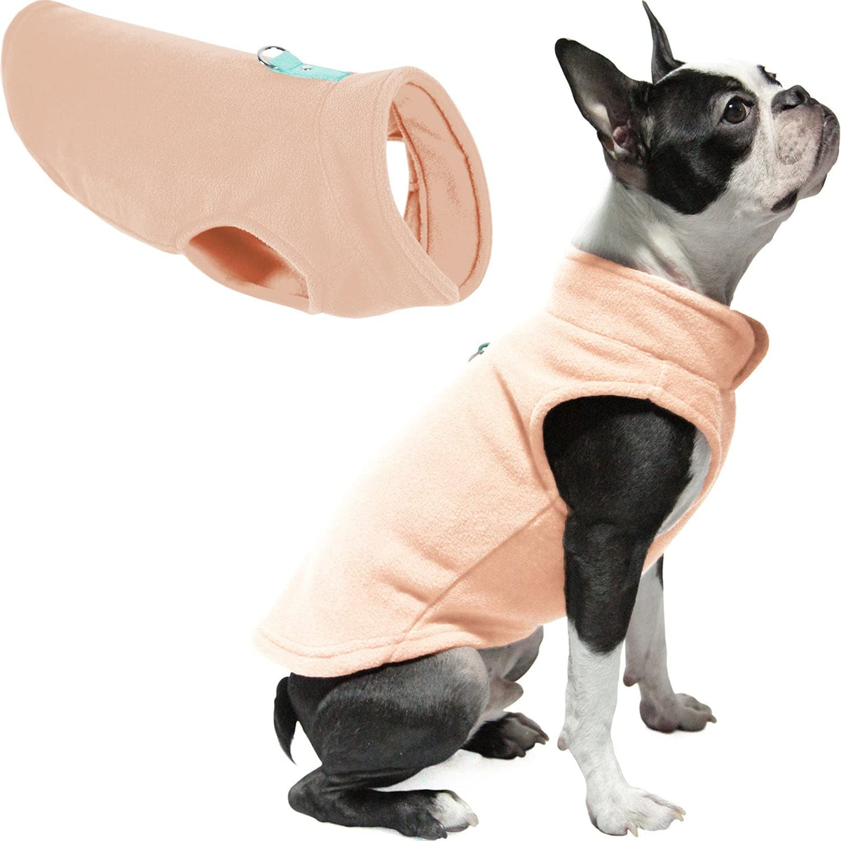 Gooby - Fleece Vest, Small Dog Pullover Fleece Jacket With Leash Ring, Peach, Large