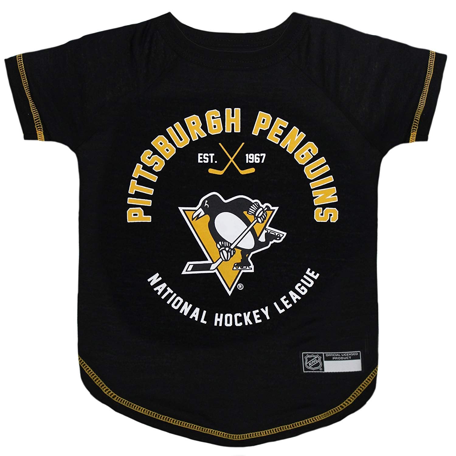 NHL Pittsburgh Penguins Tee Shirt for Dogs & Cats, Large. - Are You A Hockey Fan? Let Your Pet Be An NHL Fan Too!
