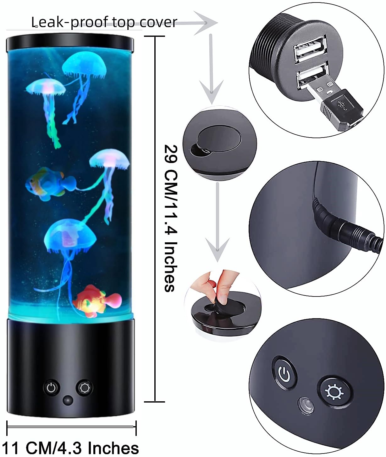 Order Soon Jellyfish Lamp With 16 Colors Changing For Relax Mood Light Gift With Usb For Kids Men Women For Home Decoration…