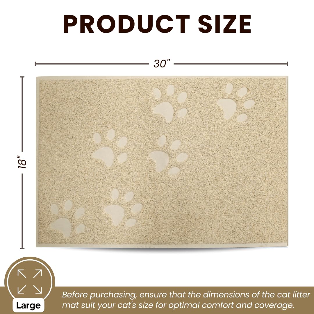 Andalus Large Cat Litter Mat, Pack Of 2 - Waterproof, Non-Slip & Easy To Clean Cat Litter Box Mat For Extra Efficient Pet Litter-Trapping, Beige (30” X 18”)