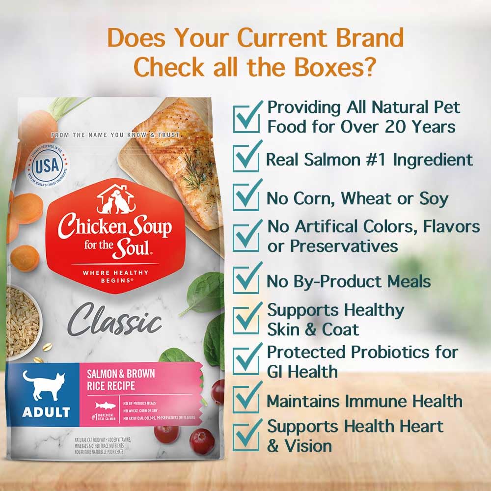 Chicken Soup for the Soul All Natural Premium Adult Dry Cat Food, Real Meat First Ingredient, No By-Products, Supports Heart, Gu