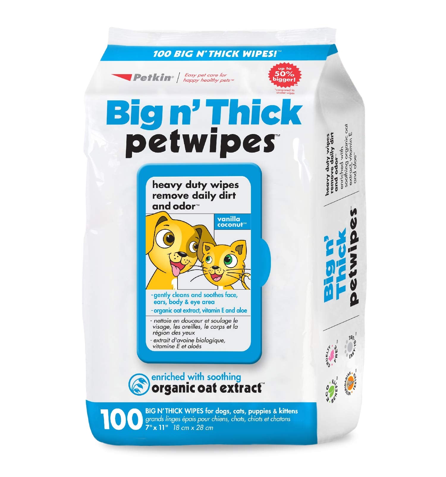 Petkin Big N' Thick Petwipes 100 Ct