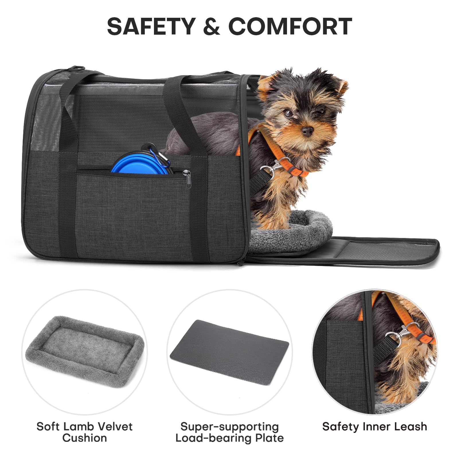 Jungyoun Premium Cat Carrier - Pet Carrier For Cat & Small Dogs Up To 15Lbs - Airline Approved Travel Dog Carrier With Anti-Esca