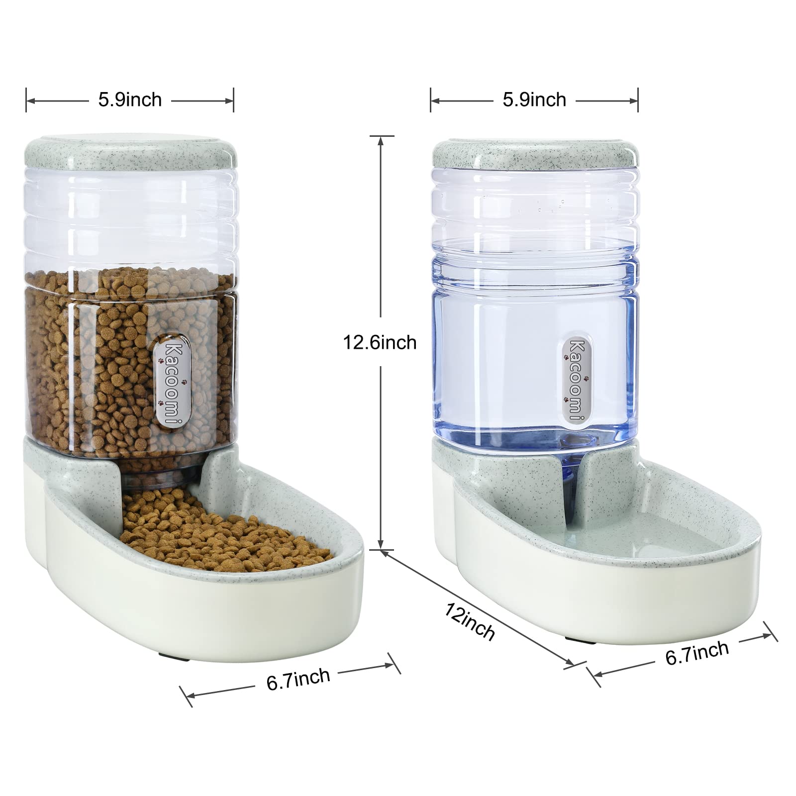 Automatic Dog Cat Feeder and Water Dispenser Gravity Food Feeder and Waterer Set with Pet Food Bowl for Small Medium Dog Puppy K