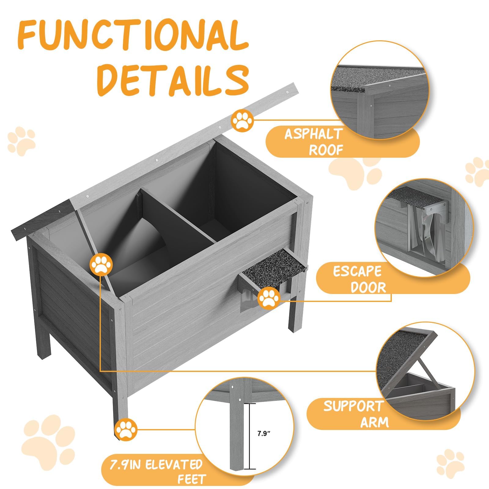 Vitesse Outdoor Cat House Feral Cat Enclosure Cat Houses For Outdoor Cats Insulated All-Round Foam Weatherproof Winter Shelter-C