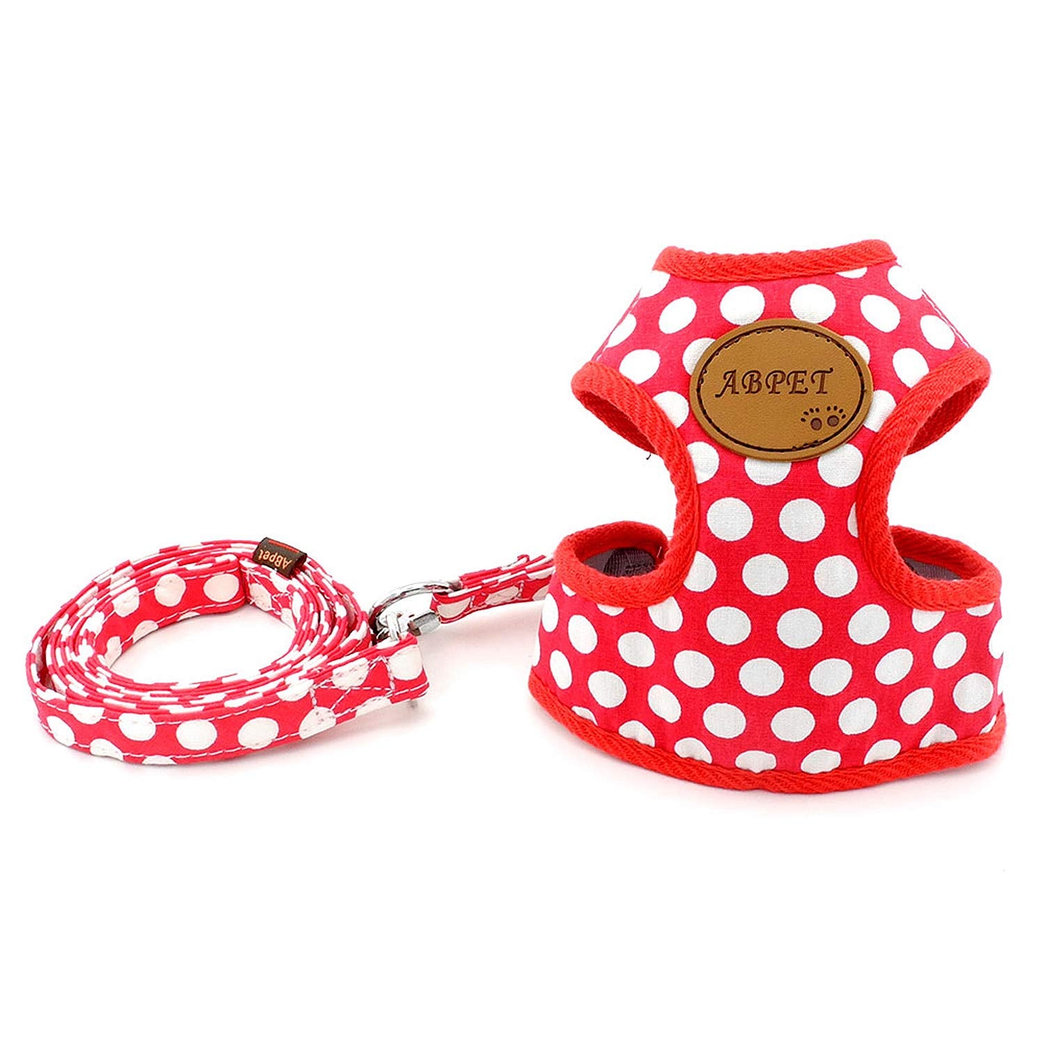 Smalllee_Lucky_Store Cwyp00068-Red-S New Soft Mesh Nylon Vest Pet Cat Small Medium Dog Harness Dog Leash Set Leads ,Red , S