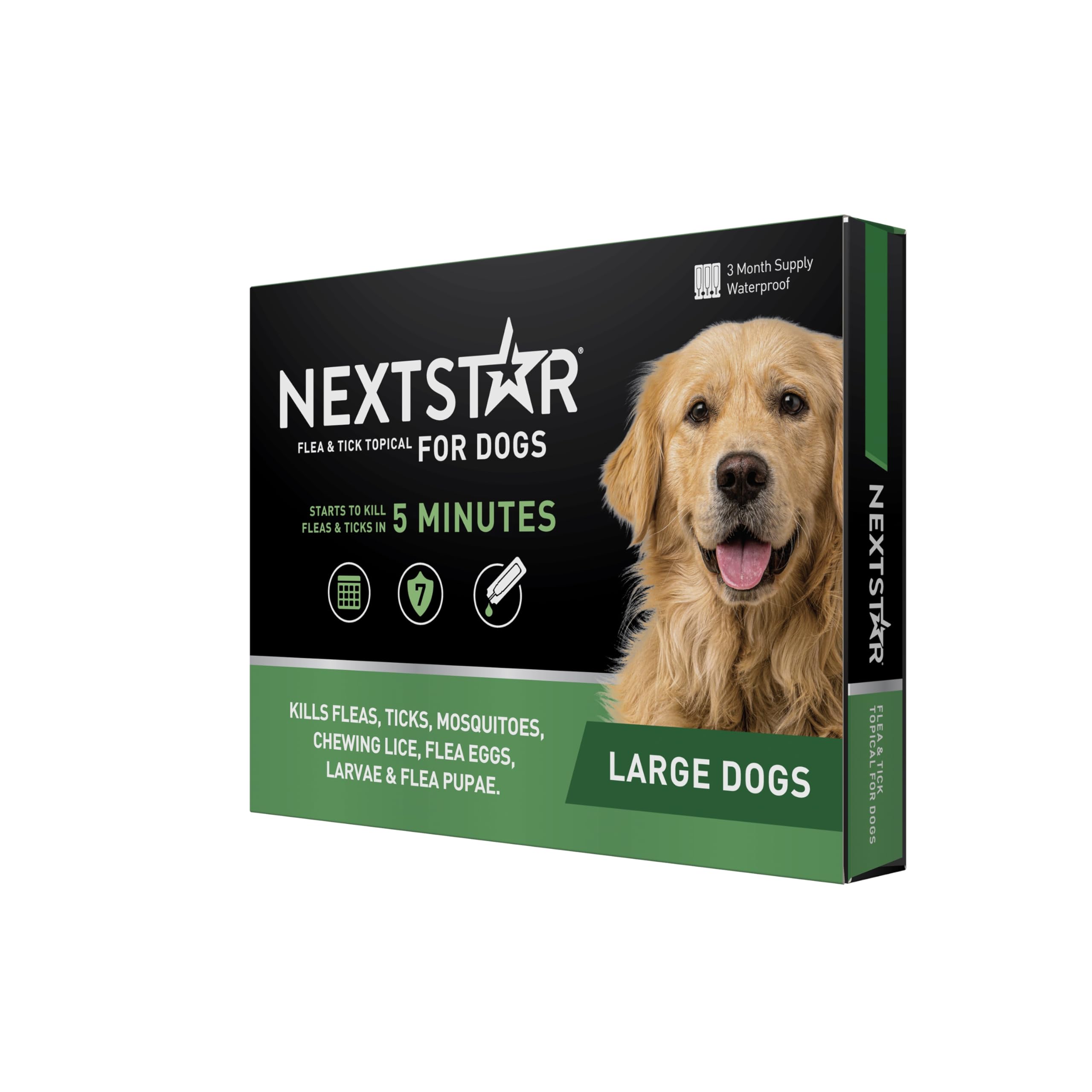 Nextstar Flea And Tick Prevention For Dogs, Dog Flea And Tick Treatment, Waterproof Topical, Fast Acting, Large Dogs (45-88 Lbs), 3 Doses