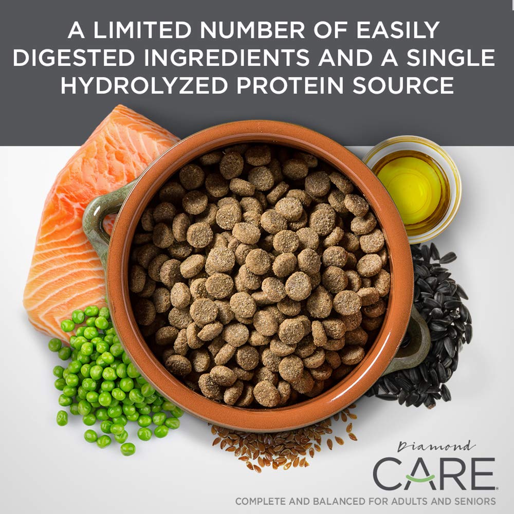 DIAMOND CARE Grain-Free Adult Dry Dog Food for Sensitive Skin, 25lb, Hydrolyzed Salmon Protein