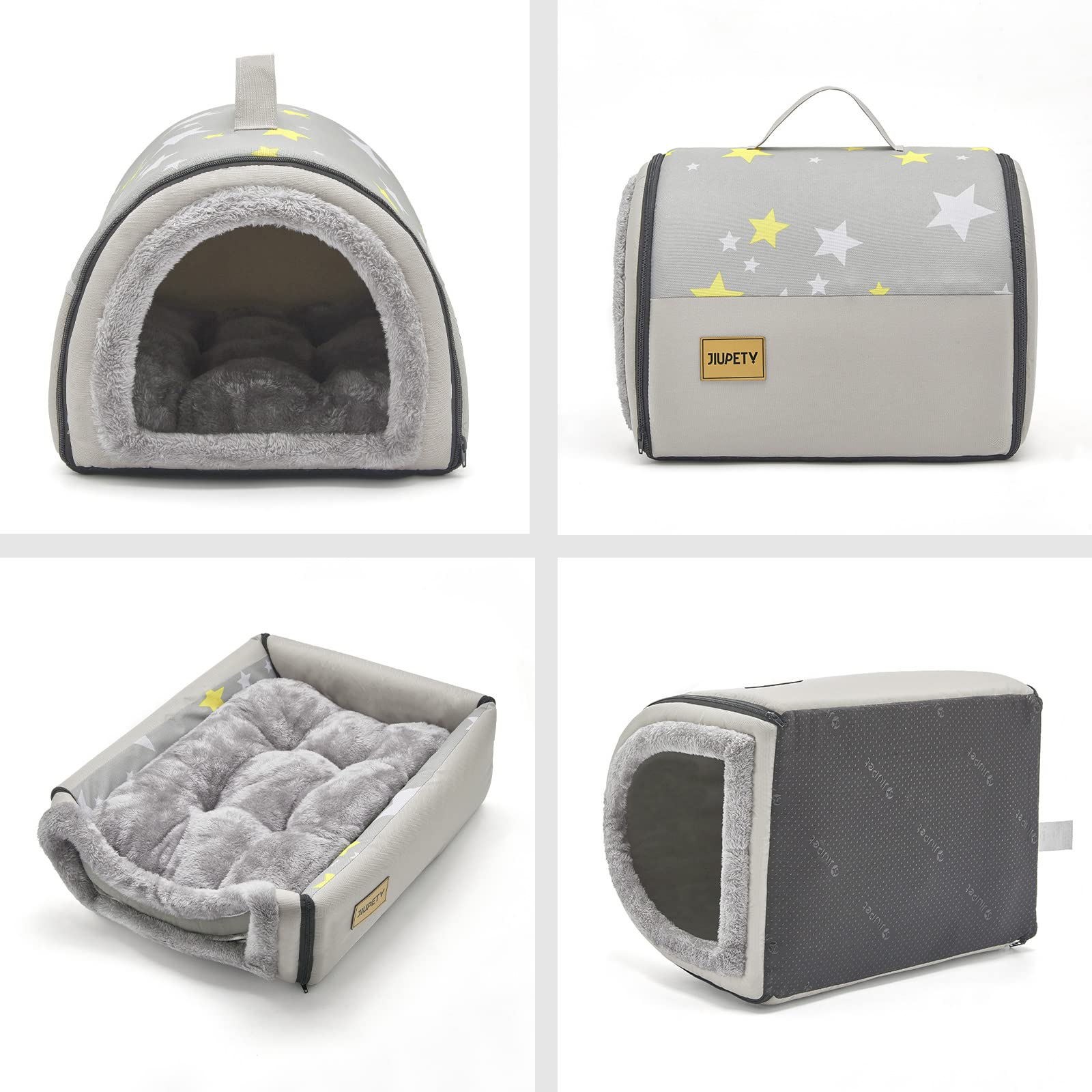 Jiupety Cozy Small Pet Dog House, 2 In 1 Puppy House, S Size For Cat And Puppy, Warm Cave Sleeping Nest For Cats And Dogs, Grey