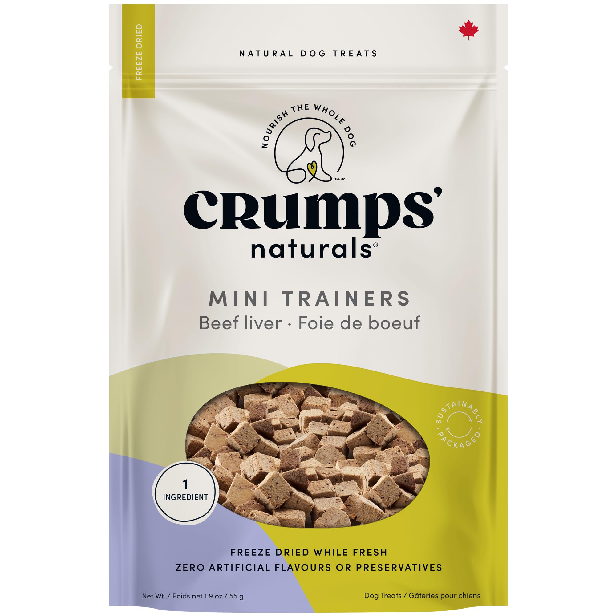 Crumps Naturals Mini Trainers Freeze Dried Beef Liver (1 Pack), 50G/1.8 Oz,Brown