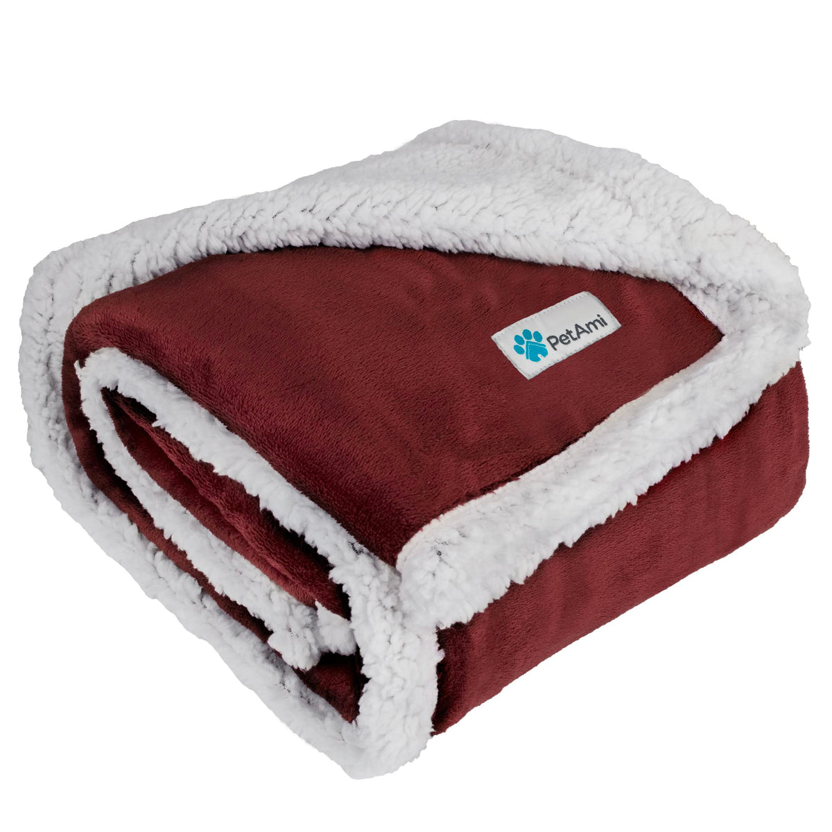 Petami Dog Blanket For Small Medium Dogs, Pet Bed Blanket Cat Puppy Kitten, Fleece Furniture Couch Cover Protector Sofa Car, Soft Sherpa Dog Throw Plush Reversible Washable, Mini 29X40 Maroon Red